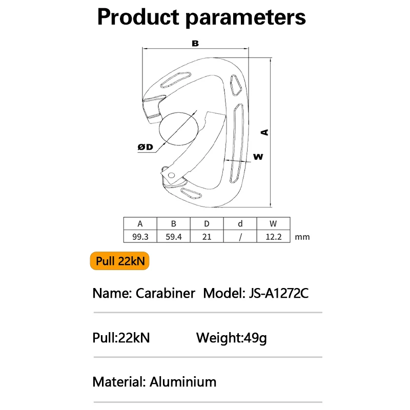 Jensan Hot Sale 22KN Aluminum Auto Locking Multifunction Spring Carabiner Clips Hook For Climbing