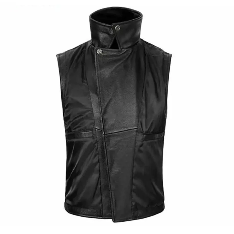 Premium Quality Leather Vest Men Biker Waistcoat Genuine Cowhide/Sheep Leather Vest For Men And Women Leather Biker Vest