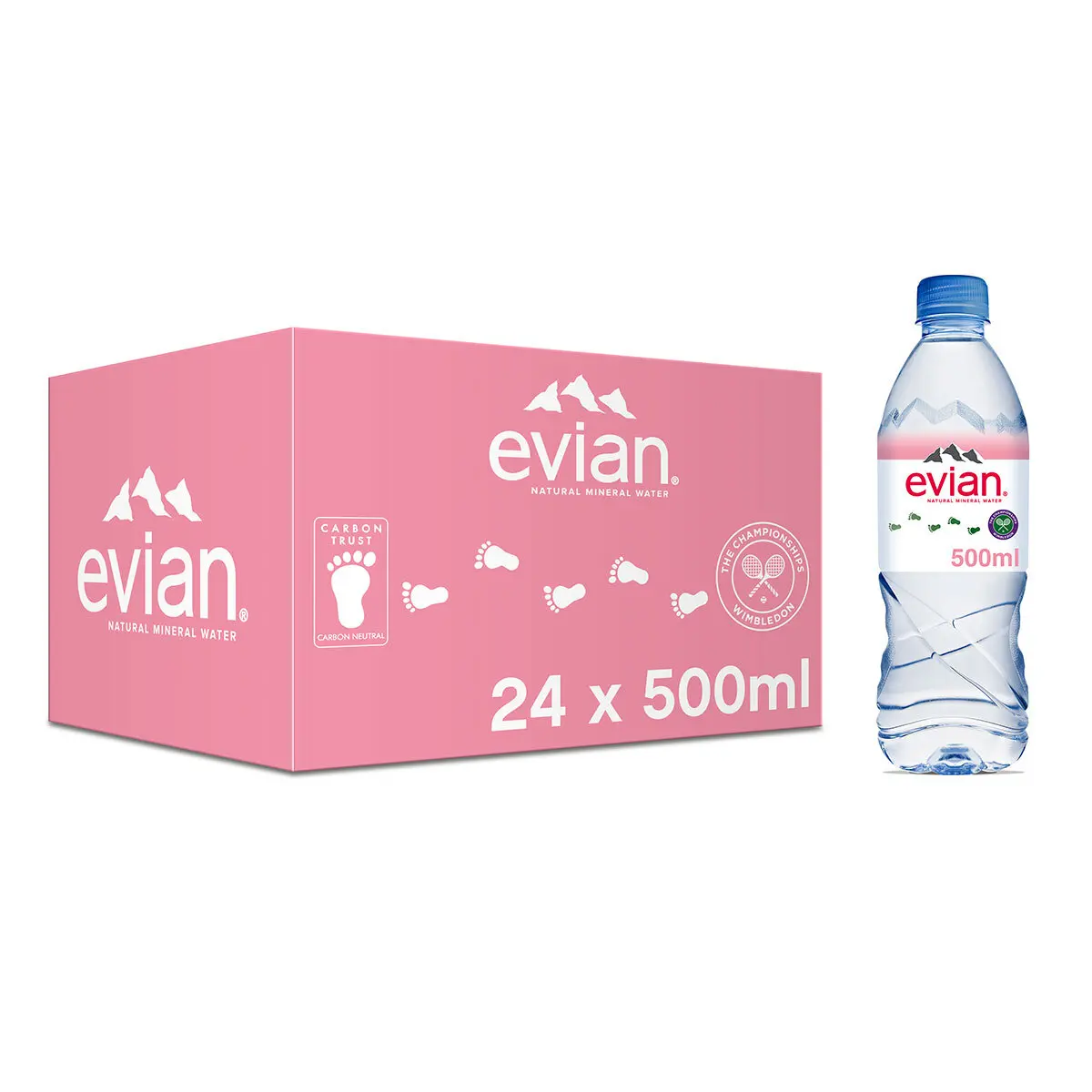 Bulk Evian Natural Mineral Water, 24 x 500ml