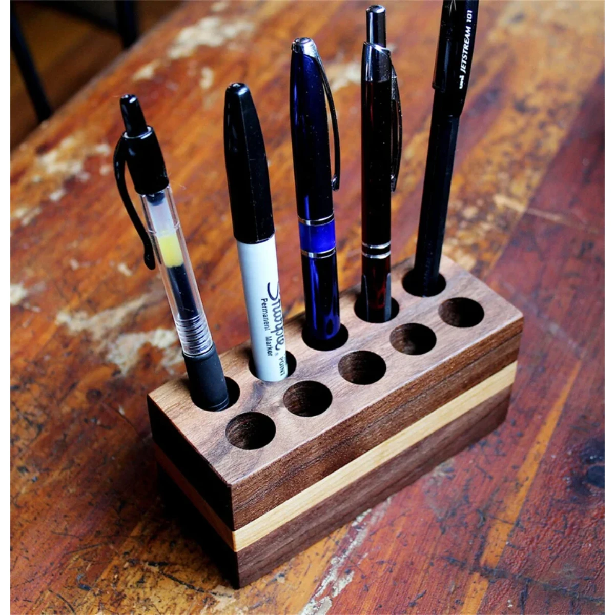 Handmade Wooden Pen Pencil Stationary Office Desk Organizer Pen Holder Stationary With Premium Quality Tabletop Supplies