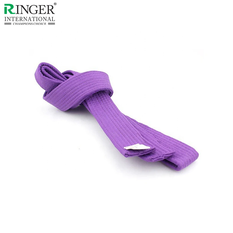 Wholesale manufacturer OEM custom made logo karate belt high quality color with stripe cotton martial arts belt for karate