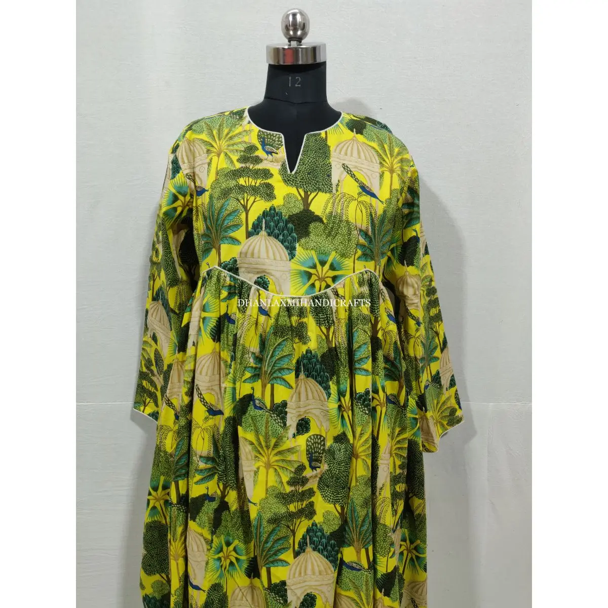 Women Apparel Cotton Printed Indian Tunic Multi-Color Bohemian Wholesale Wrap Dress Summer Designer Beach Wear