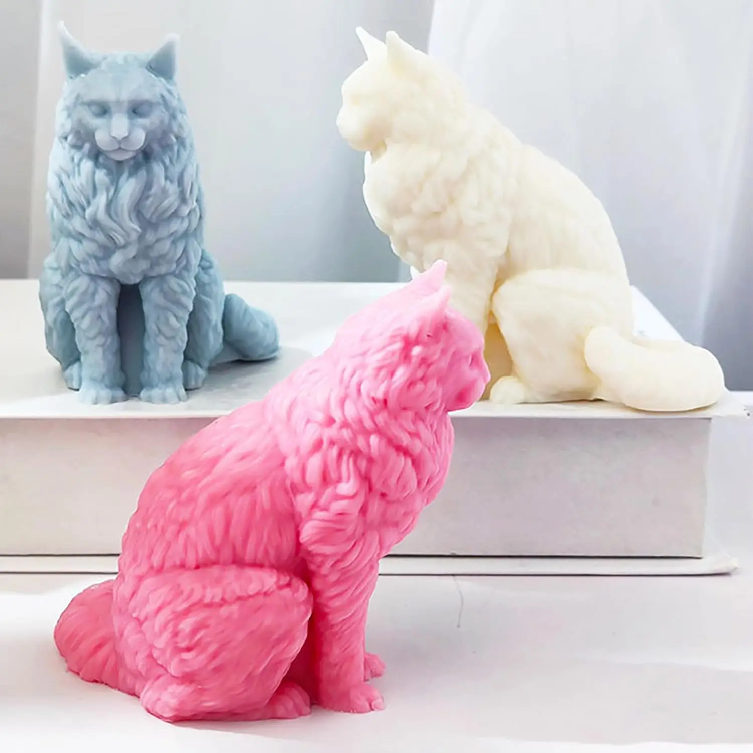 3D Cat Silicone Candle Mold Cute Kittens Styles DIY Handmade Crafts Making Wax Soap Aromatherapy Gypsum Epoxy Resin Mold