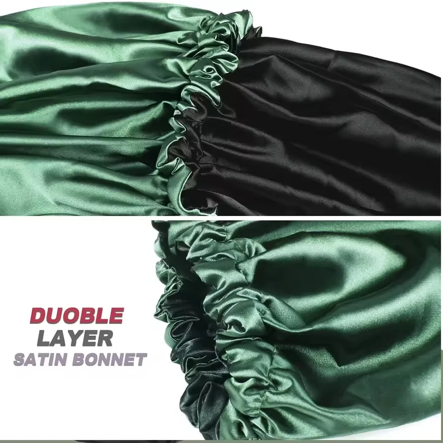 Wholesale Custom Logo Label Silk Satin Bonnets and Hair Wraps Women Lined Turban Cap