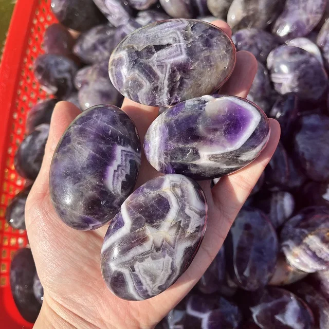 Amazing Chevron Amethyst  Palm Stone Natural Stones Crystal Crafts Fairy Reiki Rocks Minerals Jade Feng Shui Gemstone Palm Stone