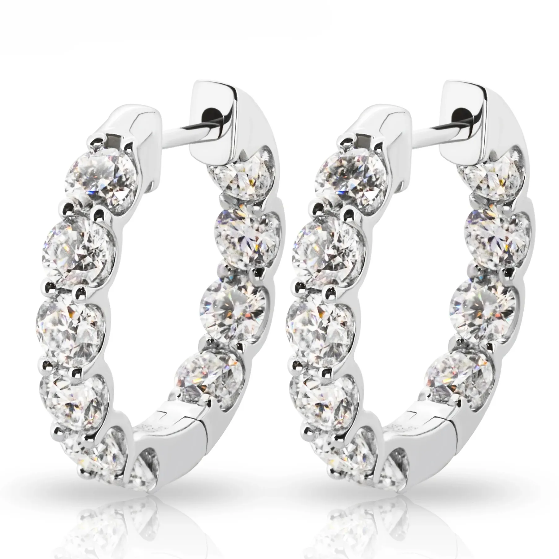 14K White Gold Fine Jewelry VVS Moissanite Earring Solitaire Hoop Earring Round Natural Diamond Earrings For Women