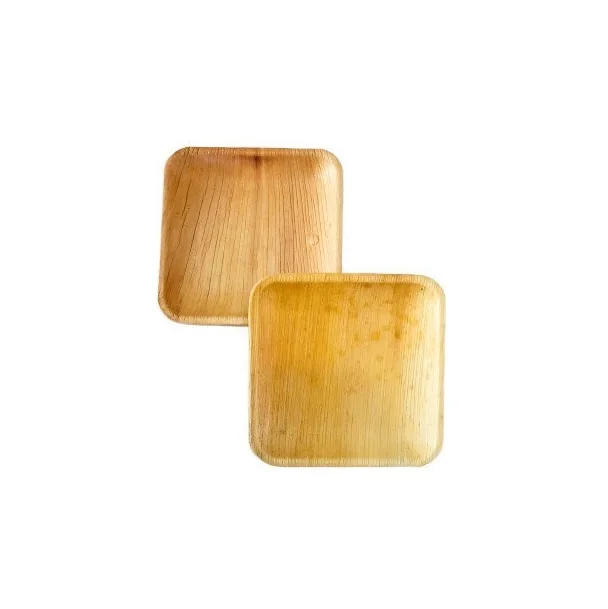 Eco Friendly 4 inches Areca Square Plates Snack and Fast Food Dishes Serving Plates for Hotel and Party Available Plates