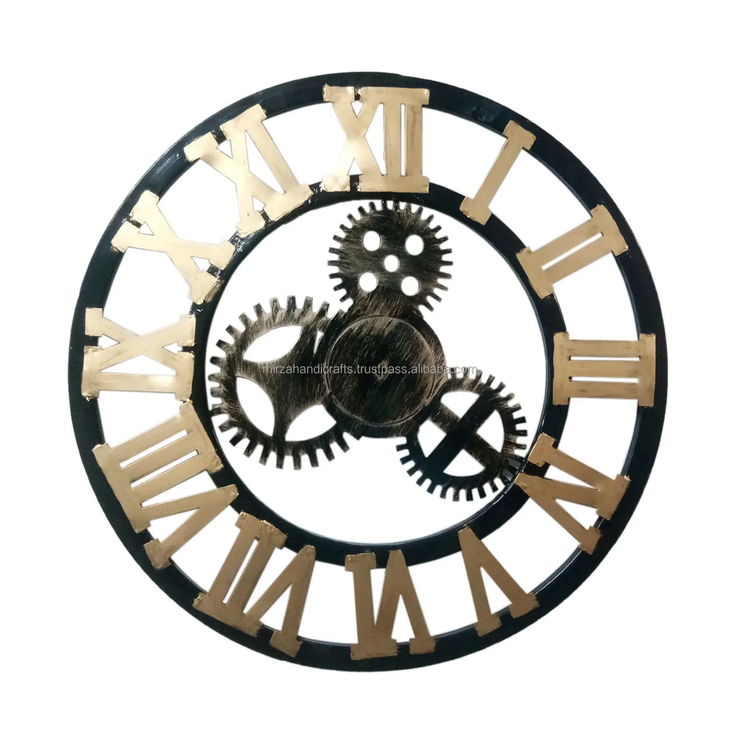 Round Shape Gold Coated Premium Quality Wall Clock Watch For Home Livingroom Office Wall Hanging Decorative Use Wall Clock