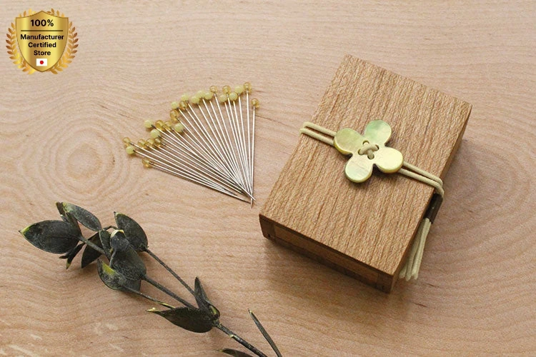 cohana Glass Sewing Pins in a Cherry-Wood Box thread clipper small scissors sewing needles