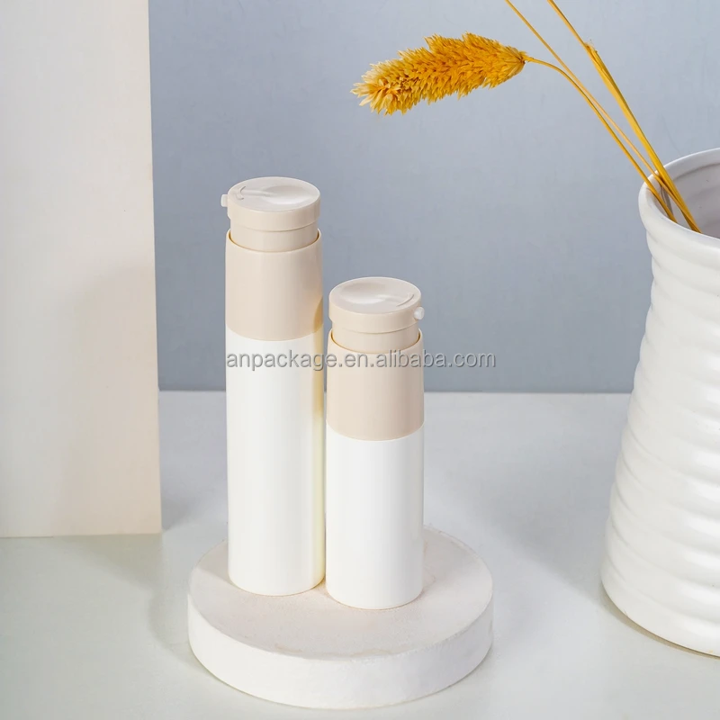 30ml  50ml Soft Touch Disposable Airless Bottle Screw Up Plastic Dispensing Cosmetic Slim PP Airless Container For Facial Serum