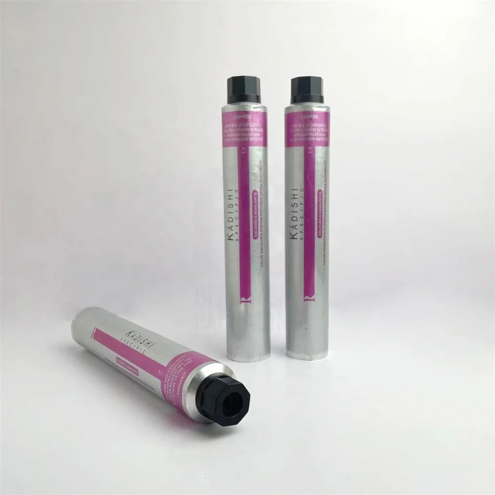 Wholesale cosmetic cream airless tube aluminum soft container empty aluminum hair color tube 100 ml