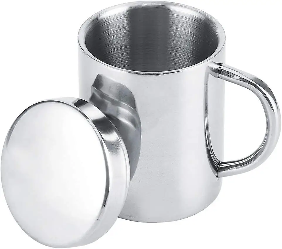 High Quality Material Stainless Steel Double Walled Glossy Coffee Mug Jumbo Pack of 2 (300 ML Each) Use For Drinking