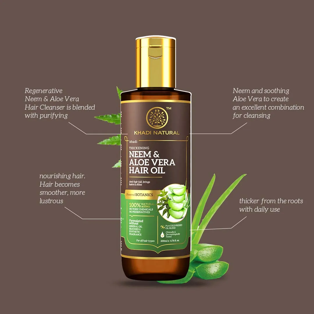KHADI NATURAL NEEM & ALOEVERA WITH WHEAT GERM HAIR OIL - POWERED BOTANICS