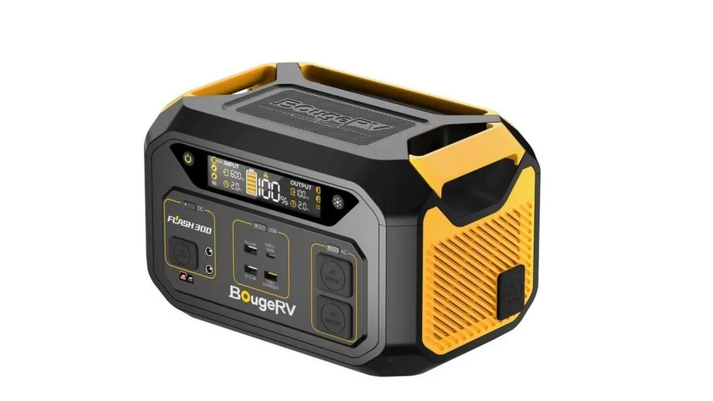 BougeRV Flash300 Portable Station 1000W Lithium Ion Solar Panel Car Jump Starter Flashlight Air Compressor EU US AU Home Use