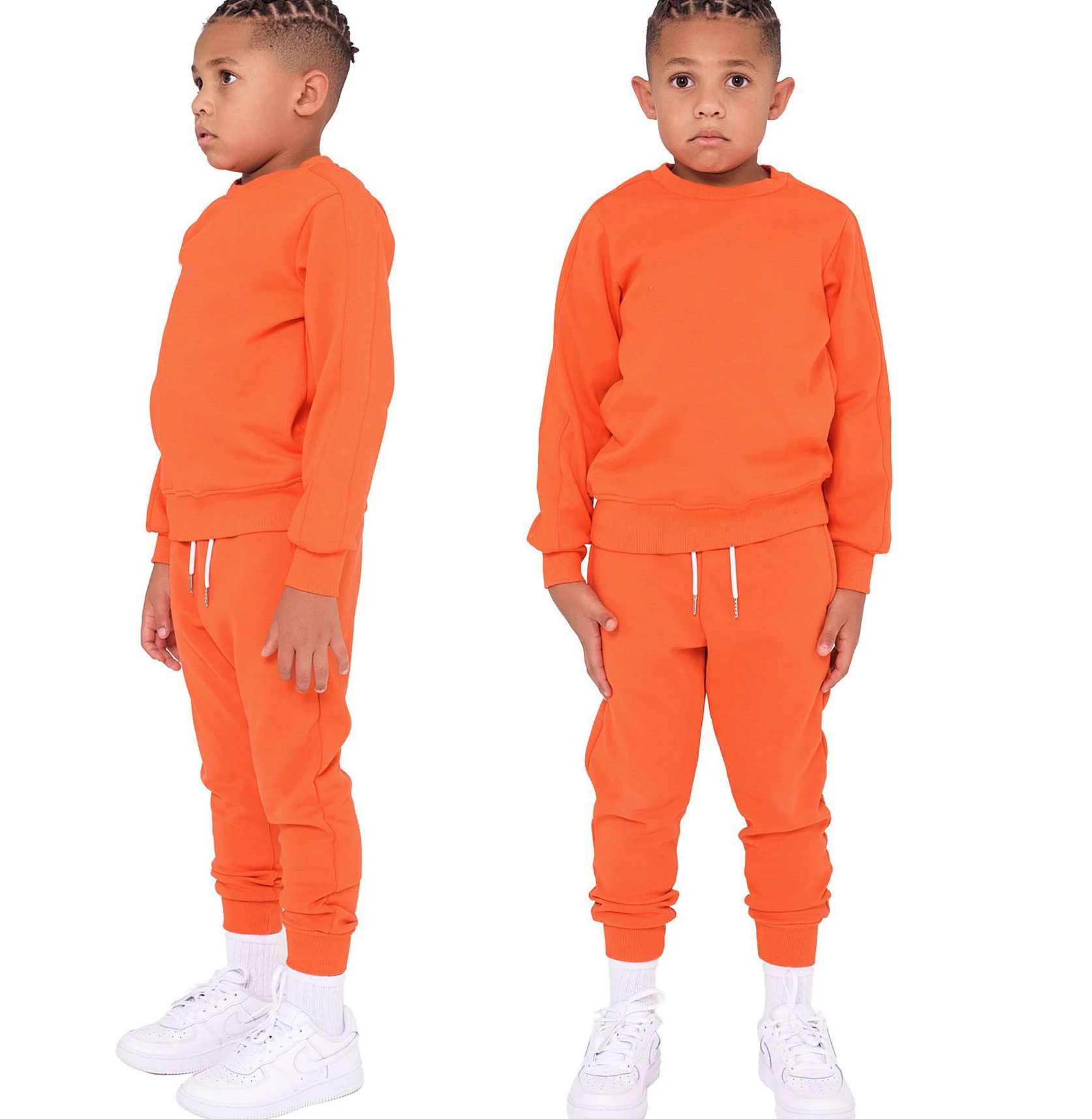 Kids Tracksuit Wholesale OEM Solid Color Children Fleece Winter Set Kids Tracksuit Comfortable Best Quality Kids Tracksuit
