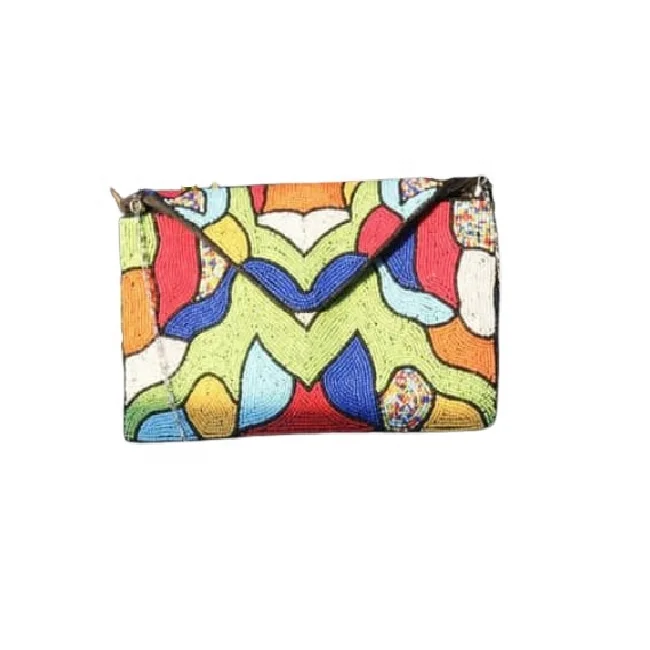 Black Base Gold Glass Beads Hand Purse Evening Shoulder Bag New Style Luxury Genuine Stylish Evening Purse Clutch Bag From India