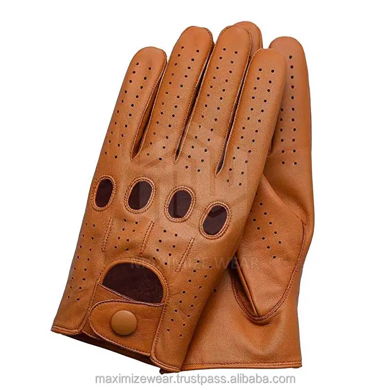 Car Drive Leather Gloves for Men Driving Gloves Pu Genuine Leather Two Tone Tan-blue Premium Quality Custom made Leather Driving