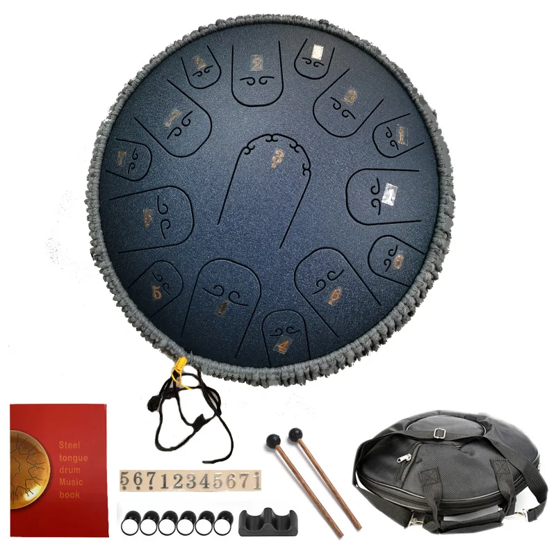 14inch 15Notes Steel Tongue drum percussion-instrument Handpan with carrying and mallets