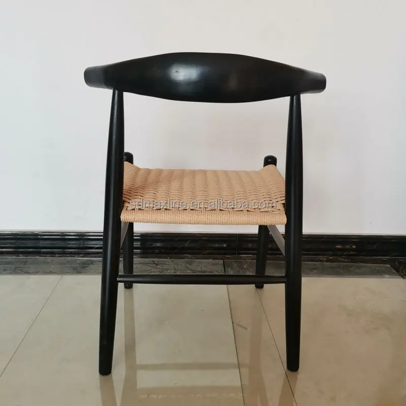 Modern Hans Wegner Rattan Seat Wooden Frame Dining Restaurant Wooden Dining Chair and OX Horn Chair Cow Horn Chair