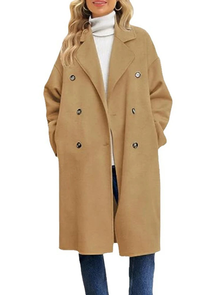 Wool Blends Women Winter Coat Fashion Jacket  Cotton Long Wool Jacket Women Autumn Winter 2023 Collar Double  Wool & Blends