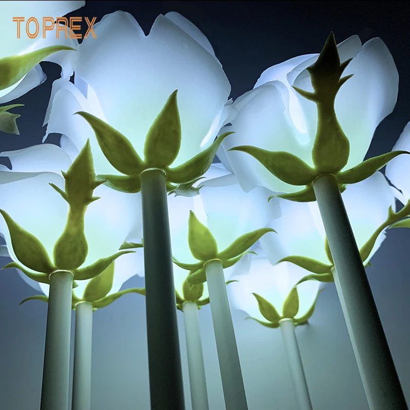 wholesale 9 flower head bright pink blue White Lantern purple LED red roses artificial with rose night lamp for wed decoration