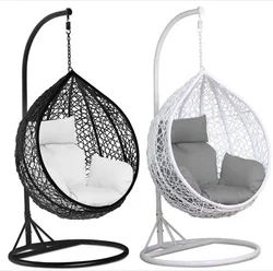 Outdoor Furniture Patio Swings Hanging Egg Swing Chair with Metal Stand Indoor Wicker Rattan Garden Adult Bedroom Furniture Felt