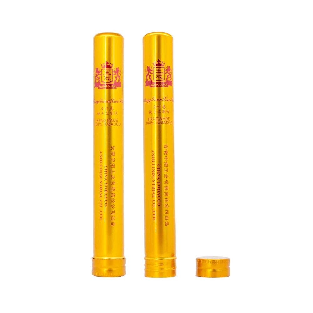aluminium metal cigar accessories single cigar tube with lid