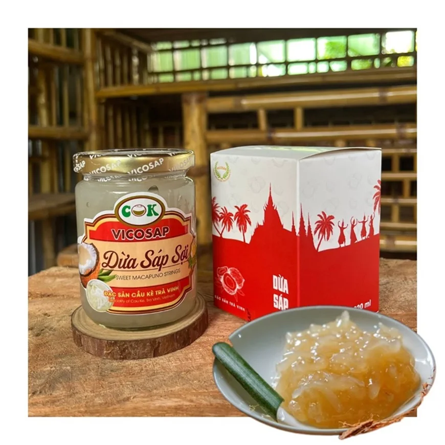 Sugar-Free Canned Fruit Coconut Sweet Jam Vicosap Vietnam Macapuno Coconut Flesh Topping Preserved Glass Jar Ingredients