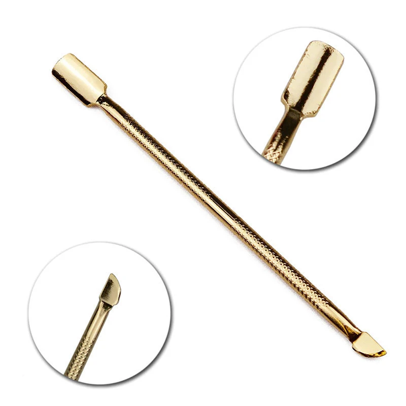 Gold Color Cuticle Pusher Remover Manicure Cuticle Spoon Nail Art Dead Skin Remover Pusher Tip Nail Pusher