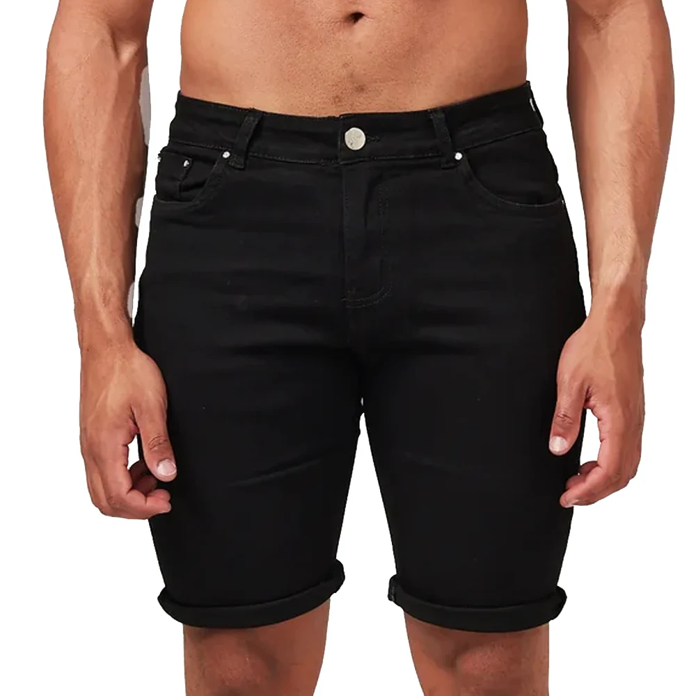 Factory Price Slim Fit Black Washed Casual Denim Shorts For Men / Wholesale Customized Breathable Button Fastening Short For Men
