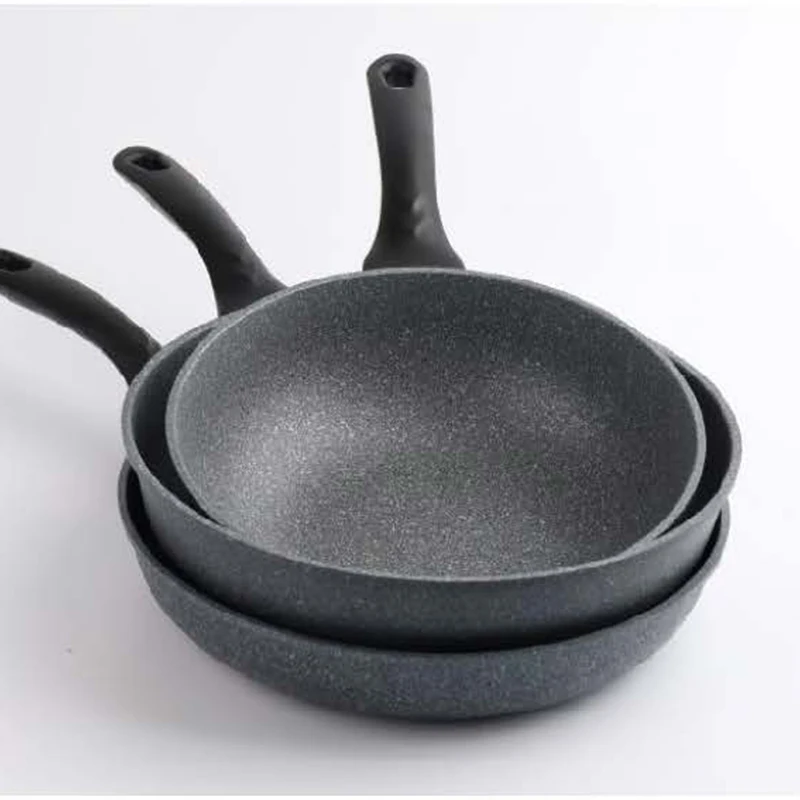 Frying Wok Cookware Set Die-Cast Aluminum Kitchen Pots OEM Saute Pan Egg Home Cooking Non Stick Fry Pan grip