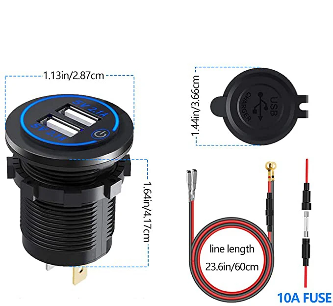 waterproof 12v power outlet dual bus boat marine car charger 12v usb socket socket car usb charger 12v usb voltmeter