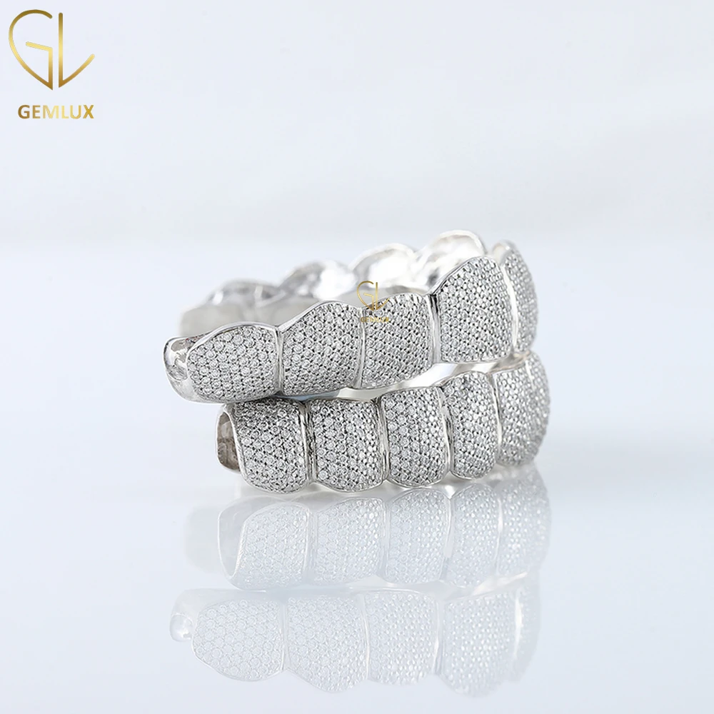 New Arrivals Trendy Luxury Fine Jewelry Iced Out Labgrown Diamond Teeth Caps Top & Bottom Hiphop Grillz, CVD Diamond Grillz