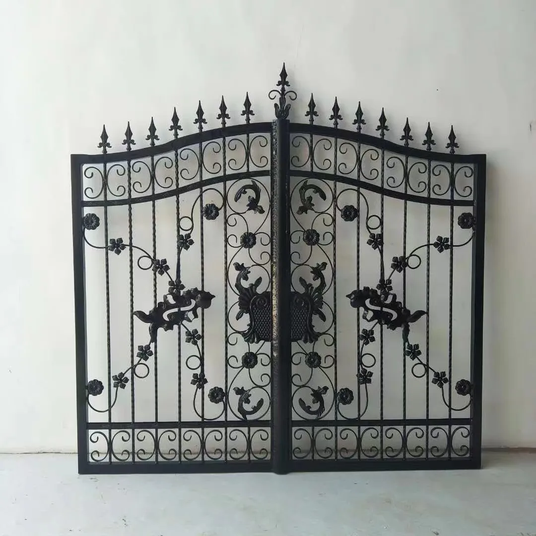 decorative small arched transom design security exterior vented glass double swing open outside wrought iron front entry door