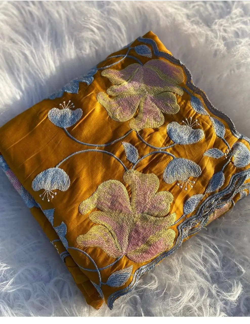 Beautiful designer silk saree with  Embroidery thread work with hand work blouse, Wedding Wear saree, Designer Party Wear saree.