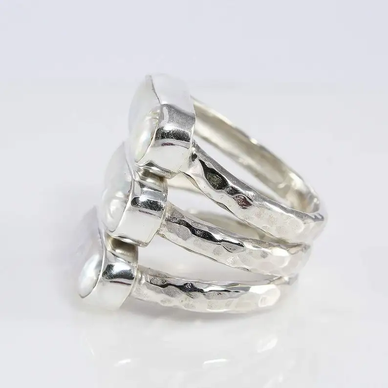 Bali Handmade 925 Sterling Silver Biwa Pearl Ring Gorgeous Natural Baroque Design Beautiful Fine Ring