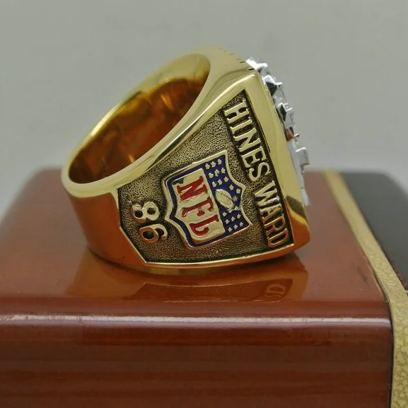 2005 XL чемпионское кольцо Pittsburgh Steelers унисекс 925 серебряный бриллиант позолоченный классический свадебный помолвка