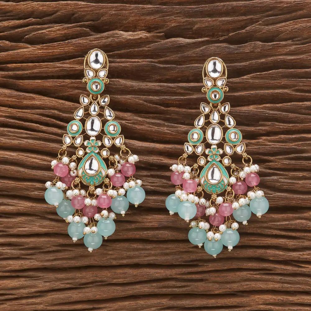 Buy Handmade Export Quality Of Indo Western Beads Style Meenakari Earring With Mehndi Plating