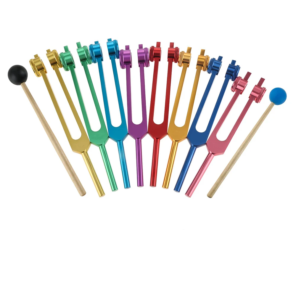 Chakra Weighted Tuning Forks Set of 8 Chakra Tuning Fork Set Colorful Musical Instrument Sound Therapy Mental Relax