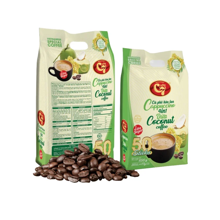 Instant Coffee Wholesale Fast Delivery Cappuccino 4 In 1 Customized As Your Request Using With Hot Water Taste As Coconut Coffee