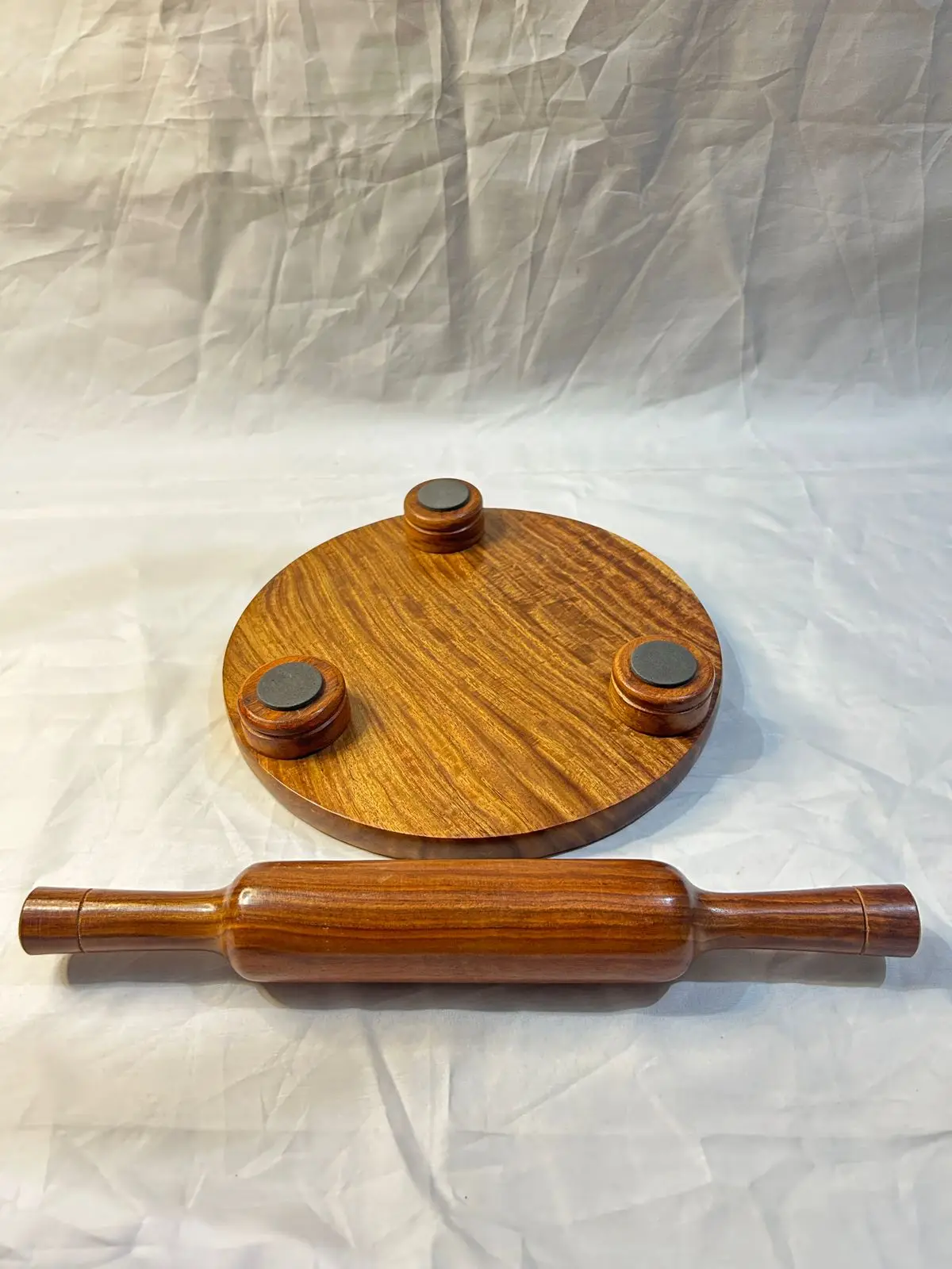 Wooden Rolling Board & Rolling Pin Wooden Belan Chakla set Roti Maker Chapati Maker set