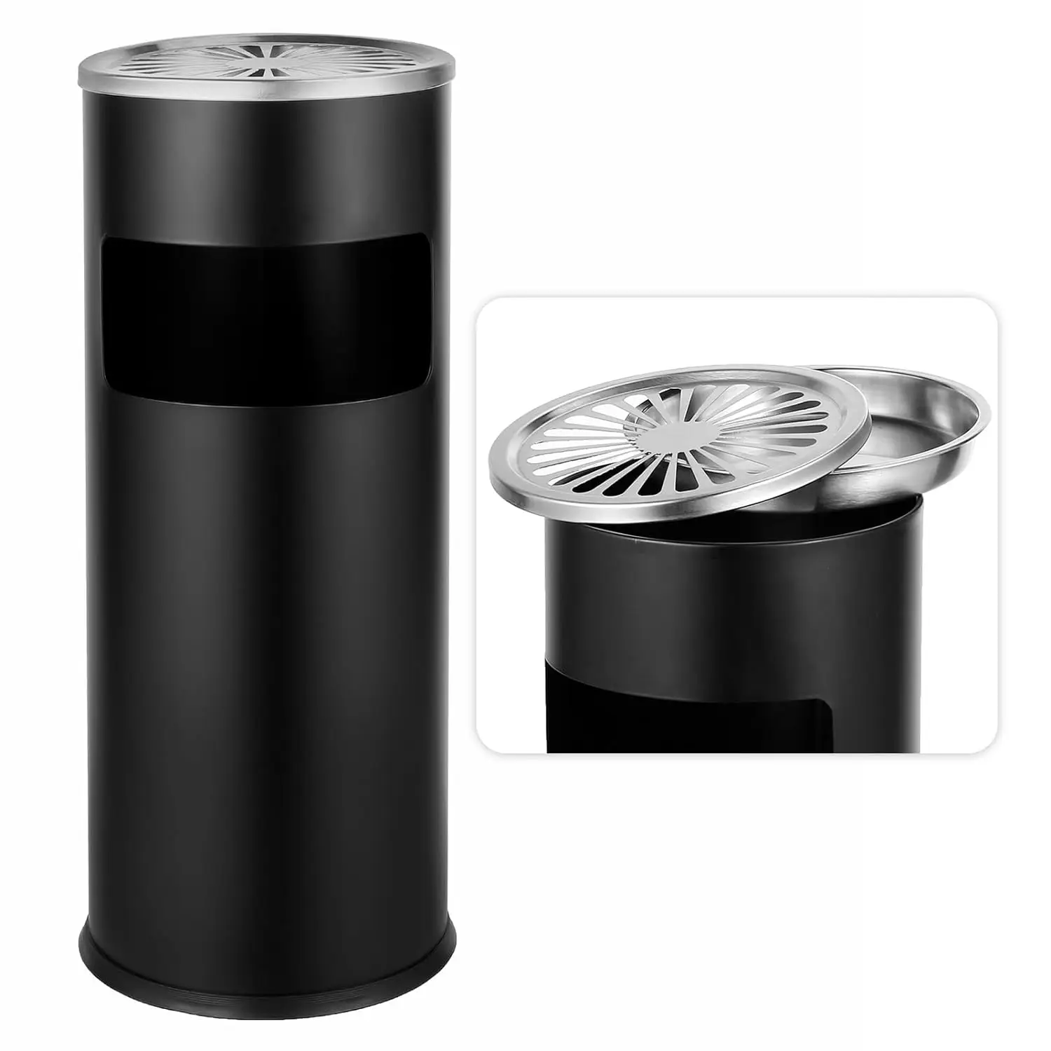 Disposal Commercial Outdoor Waste Container Round Stainless Steel Trash Can with Removable Inner Bucket