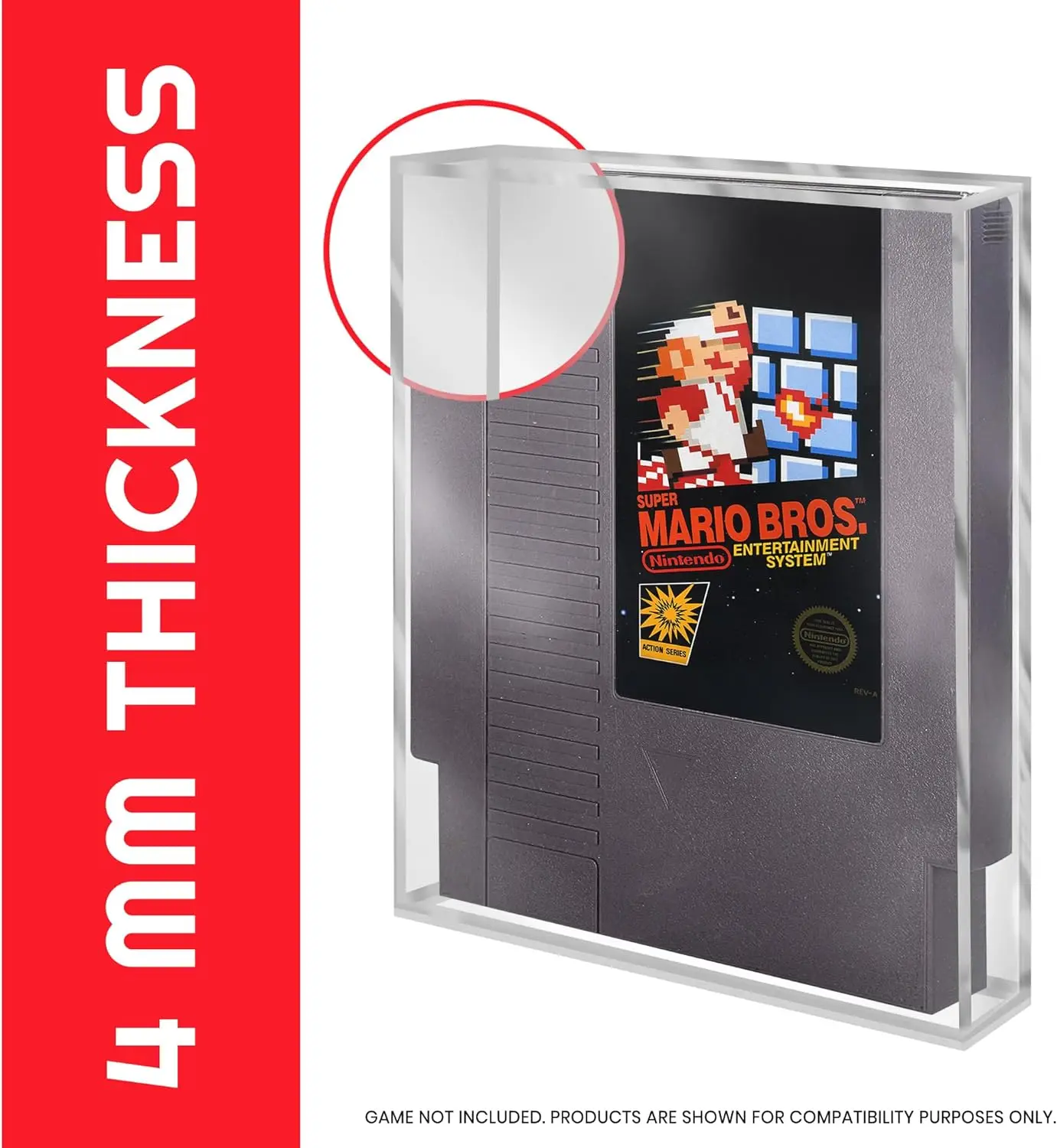 4MM Thick Acrylic Display Protector Compatible Nintendo NES Game Cartridge Anti-Dust Anti-UV Acid-Free Clear Plastic Game Saver