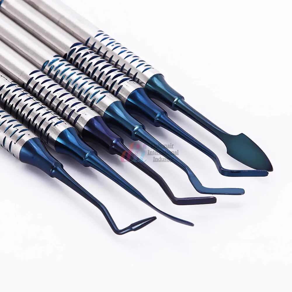 New Dental Tools Composite Resin Filling Spatula Titanium Plated Head Filler Blue Filling Instruments Dental Restoration Set CE