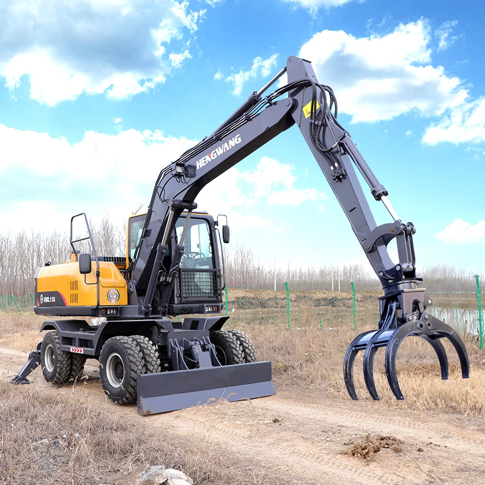 Hengwang HWL80 Construction machinery 8 ton Chinese Wheel Excavator with 0.28m3 Bucket
