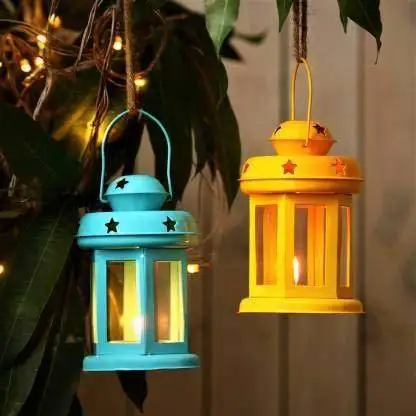 Unique Amazon  luxury  Moroccan Lantern candle holder for home use decorative table decor lighting decor yellow morroco lantern