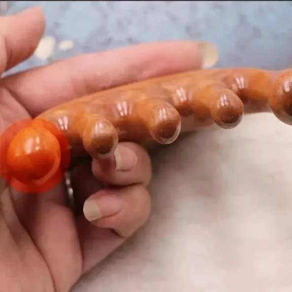 WholesalFactory sales Natural wood Wide Tooth Massager Comb Anti-Static Styling Wet Hair Comb for Head Acupuncture Point Massage