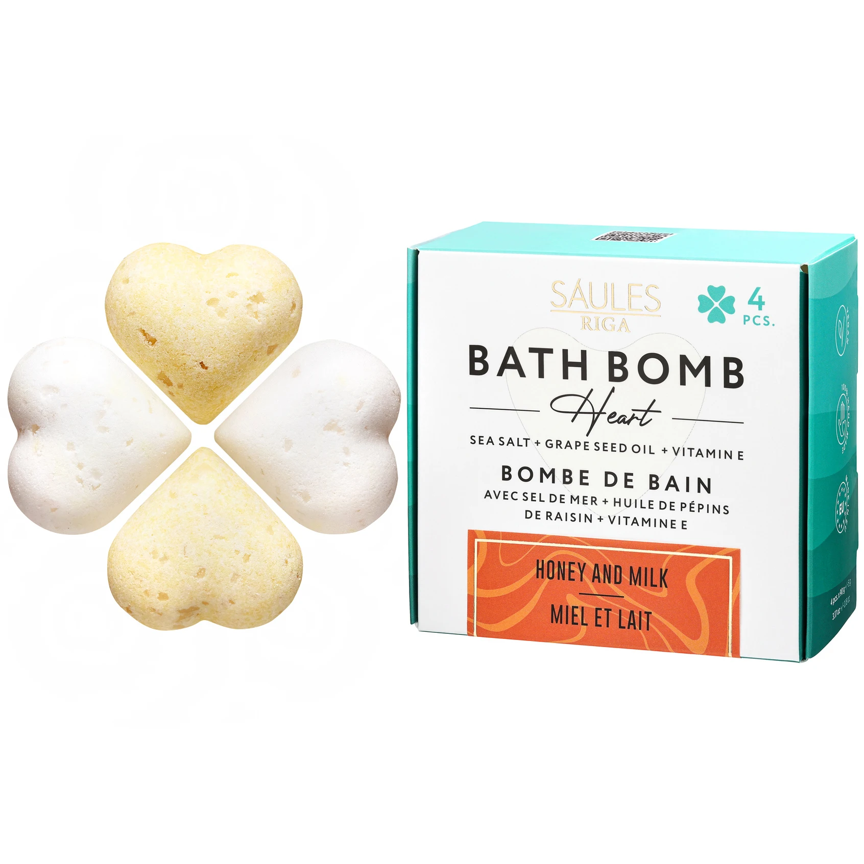 European Honey Milk 4-Piece Bath Bomb Set with Lemon Fragrance Vegan Essential Oils Sea Salt High Quality Home SPA Salon OEM ODM