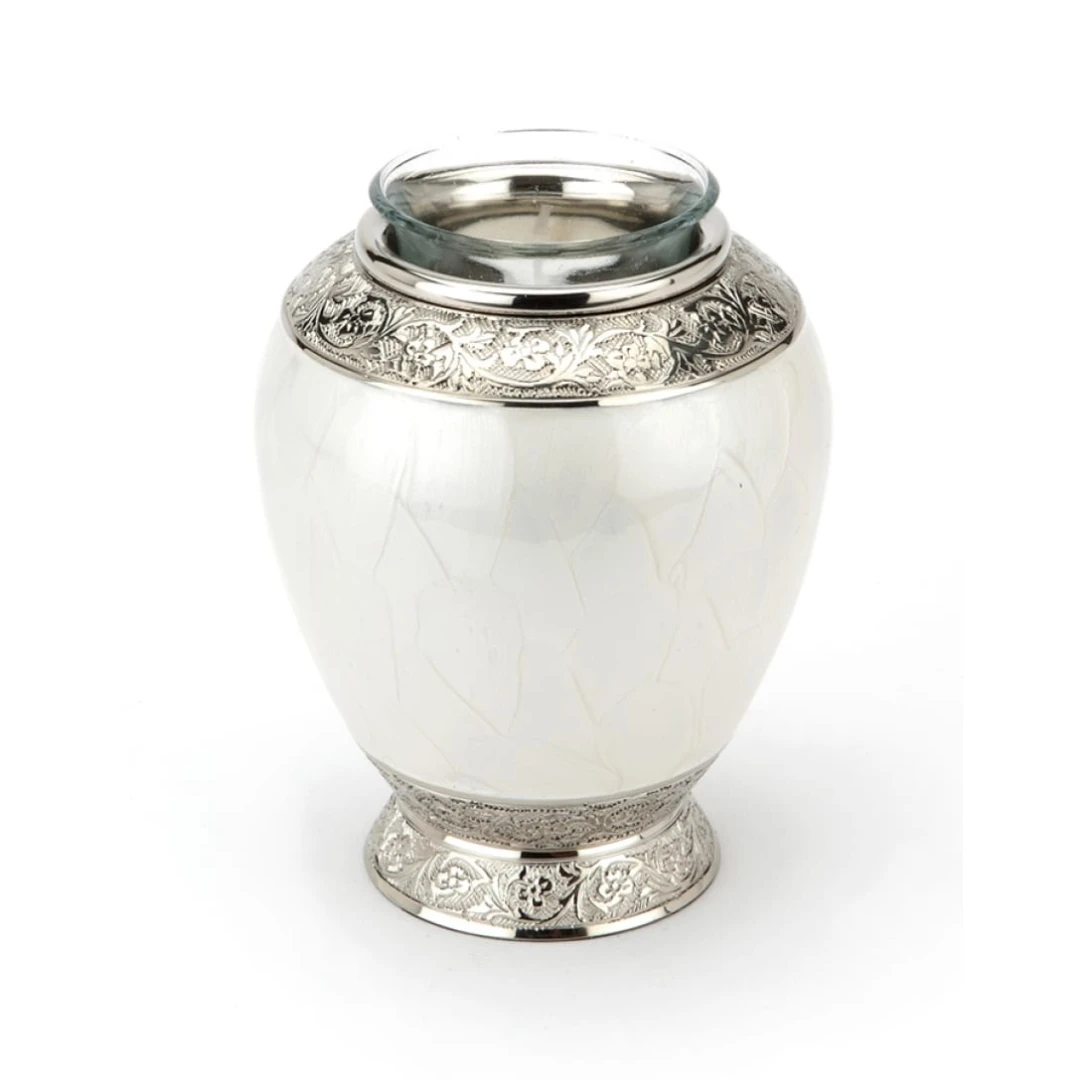 Best Selling Aluminium White Candle Urn Great Quality Handicraft at Best Wholesale Price for Funeral Cremation Ashes by ACW