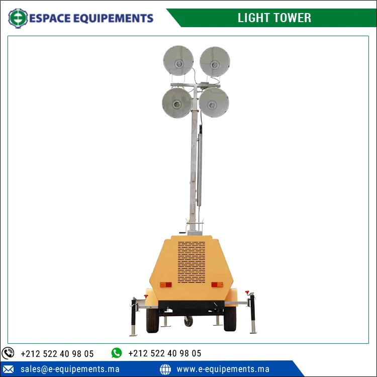 36hr Continuous Working Time Cool White Height Adjustable and Movable Construction Light Tower/ Mobile Trailer Light Tower